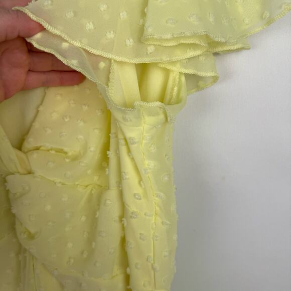 Altar'd State Yellow Tiered Ruffle Twist Swiss Dot Mini Dress Women Medium - Picture 4 of 8